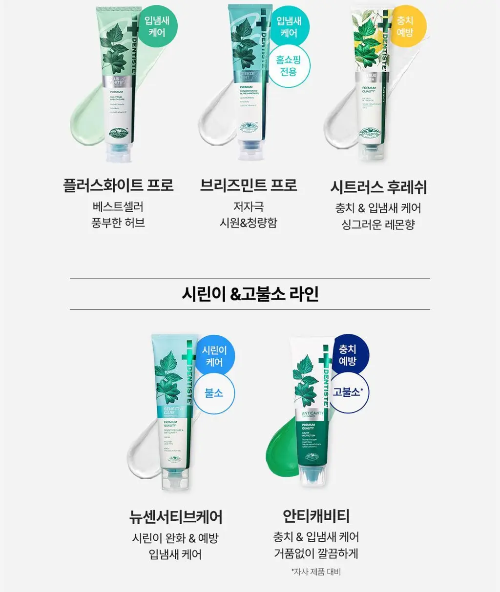 [불소 포함] [시린이케어] 덴티스테 뉴 센서티브케어 치약 60g/100g 상세페이지 16